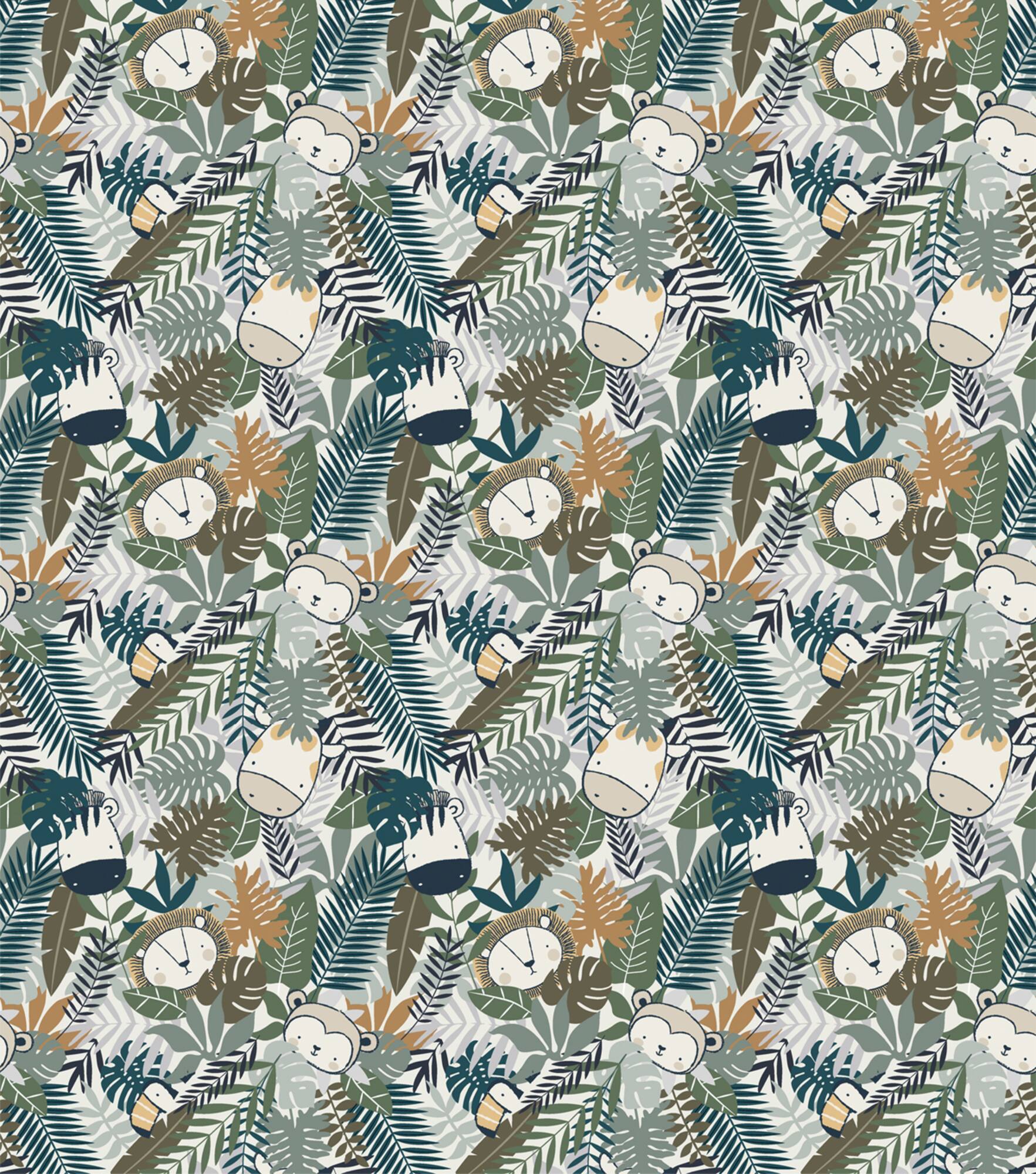 Stay Wild Jungle Animals Cotton Fabric